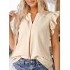imageDokotoo Womens Summer Tops Dressy Casual V Neck Ruffle Short Sleeve Solid Blouses TopsApricot