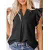 imageDokotoo Womens Summer Tops Dressy Casual V Neck Ruffle Short Sleeve Solid Blouses TopsBlack