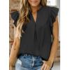 imageDokotoo Womens Summer Tops Dressy Casual V Neck Ruffle Short Sleeve Solid Blouses TopsBlack