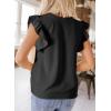 imageDokotoo Womens Summer Tops Dressy Casual V Neck Ruffle Short Sleeve Solid Blouses TopsBlack