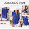 imageDokotoo Womens Summer Tops Dressy Casual V Neck Ruffle Short Sleeve Solid Blouses TopsBlue