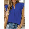 imageDokotoo Womens Summer Tops Dressy Casual V Neck Ruffle Short Sleeve Solid Blouses TopsBlue