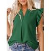 imageDokotoo Womens Summer Tops Dressy Casual V Neck Ruffle Short Sleeve Solid Blouses TopsDark Green