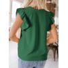 imageDokotoo Womens Summer Tops Dressy Casual V Neck Ruffle Short Sleeve Solid Blouses TopsDark Green