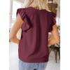 imageDokotoo Womens Summer Tops Dressy Casual V Neck Ruffle Short Sleeve Solid Blouses TopsDark Red