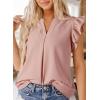 imageDokotoo Womens Summer Tops Dressy Casual V Neck Ruffle Short Sleeve Solid Blouses TopsLight Pink