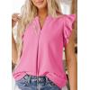 imageDokotoo Womens Summer Tops Dressy Casual V Neck Ruffle Short Sleeve Solid Blouses TopsPink
