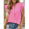 imageDokotoo Womens Summer Tops Dressy Casual V Neck Ruffle Short Sleeve Solid Blouses TopsPink
