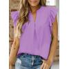 imageDokotoo Womens Summer Tops Dressy Casual V Neck Ruffle Short Sleeve Solid Blouses TopsPurple