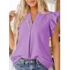 imageDokotoo Womens Summer Tops Dressy Casual V Neck Ruffle Short Sleeve Solid Blouses TopsPurple