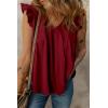 imageDokotoo Womens Summer Tops Dressy Casual V Neck Ruffle Short Sleeve Solid Blouses TopsRed