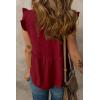 imageDokotoo Womens Summer Tops Dressy Casual V Neck Ruffle Short Sleeve Solid Blouses TopsRed