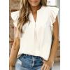 imageDokotoo Womens Summer Tops Dressy Casual V Neck Ruffle Short Sleeve Solid Blouses TopsWhite