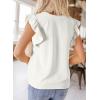 imageDokotoo Womens Summer Tops Dressy Casual V Neck Ruffle Short Sleeve Solid Blouses TopsWhite