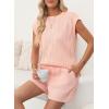 imageDokotoo Womens Summer Two Piece Sets Casual Cap Sleeve Textured Knits Tops And Drawstring Shorts Lounge SetsApricot Pink