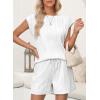 imageDokotoo Womens Summer Two Piece Sets Casual Cap Sleeve Textured Knits Tops And Drawstring Shorts Lounge SetsWhite