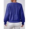imageDokotoo Womens Sweaters Crewneck Long Sleeve Cable Knit Chunky Sweater Tops Fashion 2025 Fall OutifitsBlue