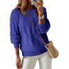 imageDokotoo Womens Sweaters Crewneck Long Sleeve Cable Knit Chunky Sweater Tops Fashion 2025 Fall OutifitsBlue