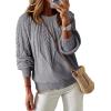 imageDokotoo Womens Sweaters Crewneck Long Sleeve Cable Knit Chunky Sweater Tops Fashion 2025 Fall OutifitsGrey
