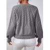 imageDokotoo Womens Sweaters Crewneck Long Sleeve Cable Knit Chunky Sweater Tops Fashion 2025 Fall OutifitsGrey