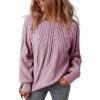 imageDokotoo Womens Sweaters Crewneck Long Sleeve Cable Knit Chunky Sweater Tops Fashion 2025 Fall OutifitsPurple