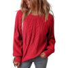 imageDokotoo Womens Sweaters Crewneck Long Sleeve Cable Knit Chunky Sweater Tops Fashion 2025 Fall OutifitsRed 1