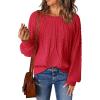 imageDokotoo Womens Sweaters Crewneck Long Sleeve Cable Knit Chunky Sweater Tops Fashion 2025 Fall OutifitsRed 1
