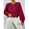 imageDokotoo Womens Sweaters Crewneck Long Sleeve Cable Knit Chunky Sweater Tops Fashion 2025 Fall OutifitsRed