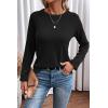 imageDokotoo Womens Tops Long Sleeve Lightweight Shirts 2025 Fall Fashion Clothing Trendy Tops Crewneck Knit Basic TeeA Black