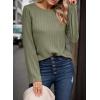 imageDokotoo Womens Tops Long Sleeve Lightweight Shirts 2025 Fall Fashion Clothing Trendy Tops Crewneck Knit Basic TeeA Grass Green