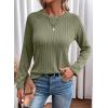 imageDokotoo Womens Tops Long Sleeve Lightweight Shirts 2025 Fall Fashion Clothing Trendy Tops Crewneck Knit Basic TeeA Grass Green