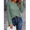 imageDokotoo Womens Tops Long Sleeve Lightweight Shirts 2025 Fall Fashion Clothing Trendy Tops Crewneck Knit Basic TeeA Green