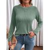 imageDokotoo Womens Tops Long Sleeve Lightweight Shirts 2025 Fall Fashion Clothing Trendy Tops Crewneck Knit Basic TeeA Green