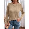 imageDokotoo Womens Tops Long Sleeve Lightweight Shirts 2025 Fall Fashion Clothing Trendy Tops Crewneck Knit Basic TeeA Khaki