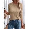 imageDokotoo Womens Tops Long Sleeve Lightweight Shirts 2025 Fall Fashion Clothing Trendy Tops Crewneck Knit Basic TeeA Khaki