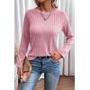 imageDokotoo Womens Tops Long Sleeve Lightweight Shirts 2025 Fall Fashion Clothing Trendy Tops Crewneck Knit Basic TeeA Pink