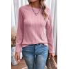 imageDokotoo Womens Tops Long Sleeve Lightweight Shirts 2025 Fall Fashion Clothing Trendy Tops Crewneck Knit Basic TeeA Pink