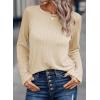 imageDokotoo Womens Tops Long Sleeve Lightweight Shirts 2025 Fall Fashion Clothing Trendy Tops Crewneck Knit Basic TeeBeige