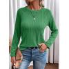 imageDokotoo Womens Tops Long Sleeve Lightweight Shirts 2025 Fall Fashion Clothing Trendy Tops Crewneck Knit Basic TeeBright Green