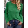 imageDokotoo Womens Tops Long Sleeve Lightweight Shirts 2025 Fall Fashion Clothing Trendy Tops Crewneck Knit Basic TeeBright Green