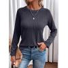 imageDokotoo Womens Tops Long Sleeve Lightweight Shirts 2025 Fall Fashion Clothing Trendy Tops Crewneck Knit Basic TeeDark Grey
