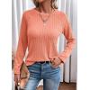 imageDokotoo Womens Tops Long Sleeve Lightweight Shirts 2025 Fall Fashion Clothing Trendy Tops Crewneck Knit Basic TeeGrapefruit Orange