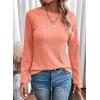 imageDokotoo Womens Tops Long Sleeve Lightweight Shirts 2025 Fall Fashion Clothing Trendy Tops Crewneck Knit Basic TeeGrapefruit Orange
