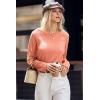 imageDokotoo Womens Tops Long Sleeve Lightweight Shirts 2025 Fall Fashion Clothing Trendy Tops Crewneck Knit Basic TeeGrapefruit Orange