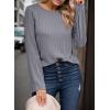 imageDokotoo Womens Tops Long Sleeve Lightweight Shirts 2025 Fall Fashion Clothing Trendy Tops Crewneck Knit Basic TeeMedium Grey