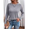 imageDokotoo Womens Tops Long Sleeve Lightweight Shirts 2025 Fall Fashion Clothing Trendy Tops Crewneck Knit Basic TeeMedium Grey