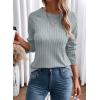 imageDokotoo Womens Tops Long Sleeve Lightweight Shirts 2025 Fall Fashion Clothing Trendy Tops Crewneck Knit Basic TeeMyosotis