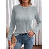 imageDokotoo Womens Tops Long Sleeve Lightweight Shirts 2025 Fall Fashion Clothing Trendy Tops Crewneck Knit Basic TeeMyosotis