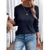 imageDokotoo Womens Tops Long Sleeve Lightweight Shirts 2025 Fall Fashion Clothing Trendy Tops Crewneck Knit Basic TeeNavy Blue