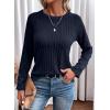 imageDokotoo Womens Tops Long Sleeve Lightweight Shirts 2025 Fall Fashion Clothing Trendy Tops Crewneck Knit Basic TeeNavy Blue